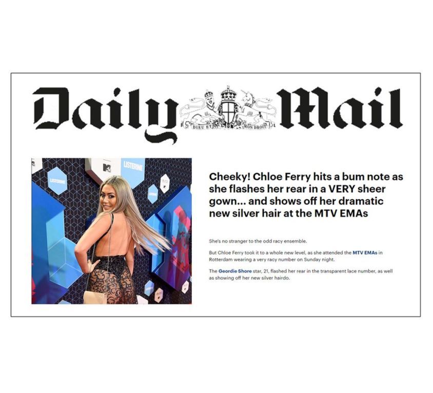 Daily Mail features Chloe Ferry wearing CrownCouture hair