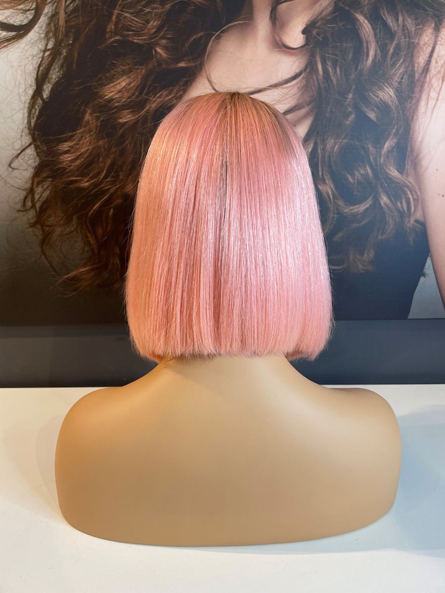 PINK BOB WITH ROOT WIG