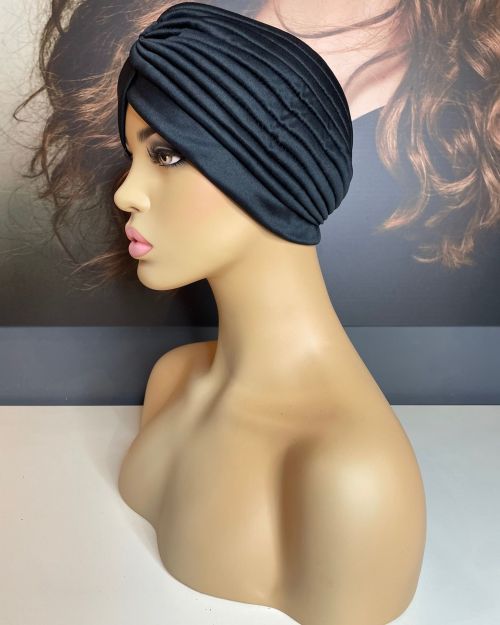 BLACK PLAITED TURBAN