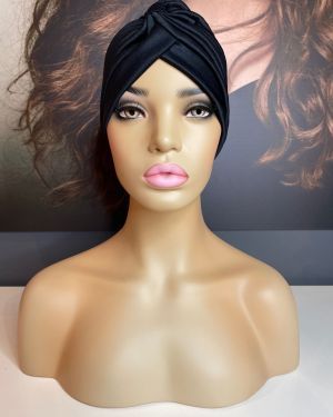 BLACK PLAITED TURBAN