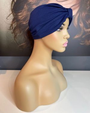 NAVY TIE FRONT TURBAN