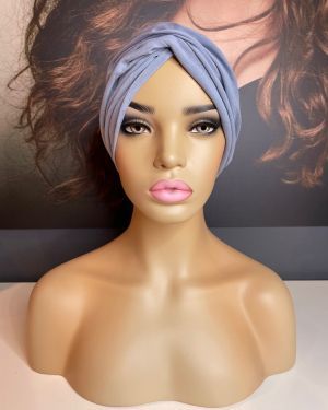 LIGHT GREY ROUCHE FRONT TURBAN