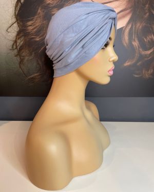 LIGHT GREY ROUCHE FRONT TURBAN