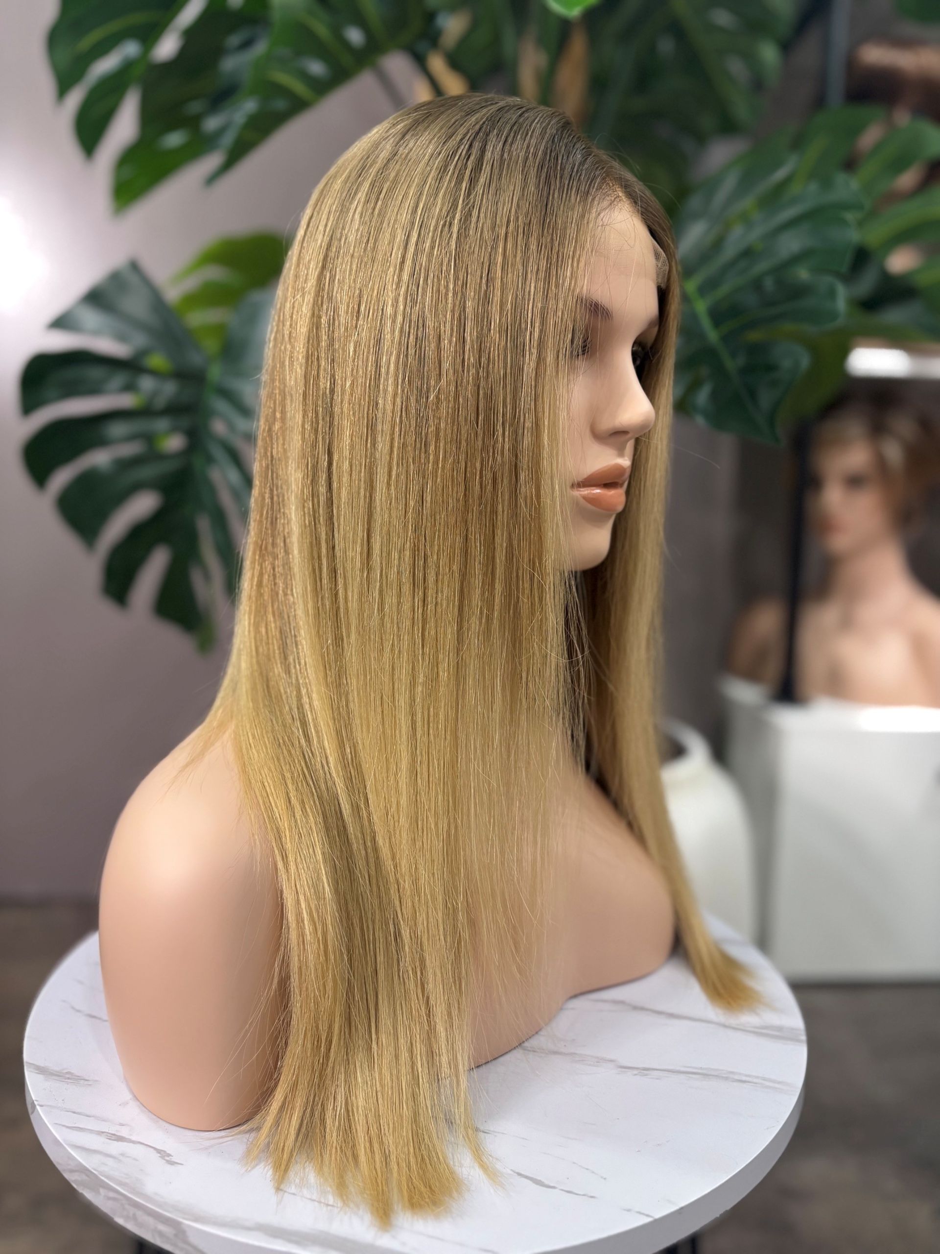 Golden blonde European human hair wig