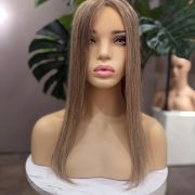 16 inch Russian Mongolian human hair topper with 5x7 silk base, freestyle parting and 130% density