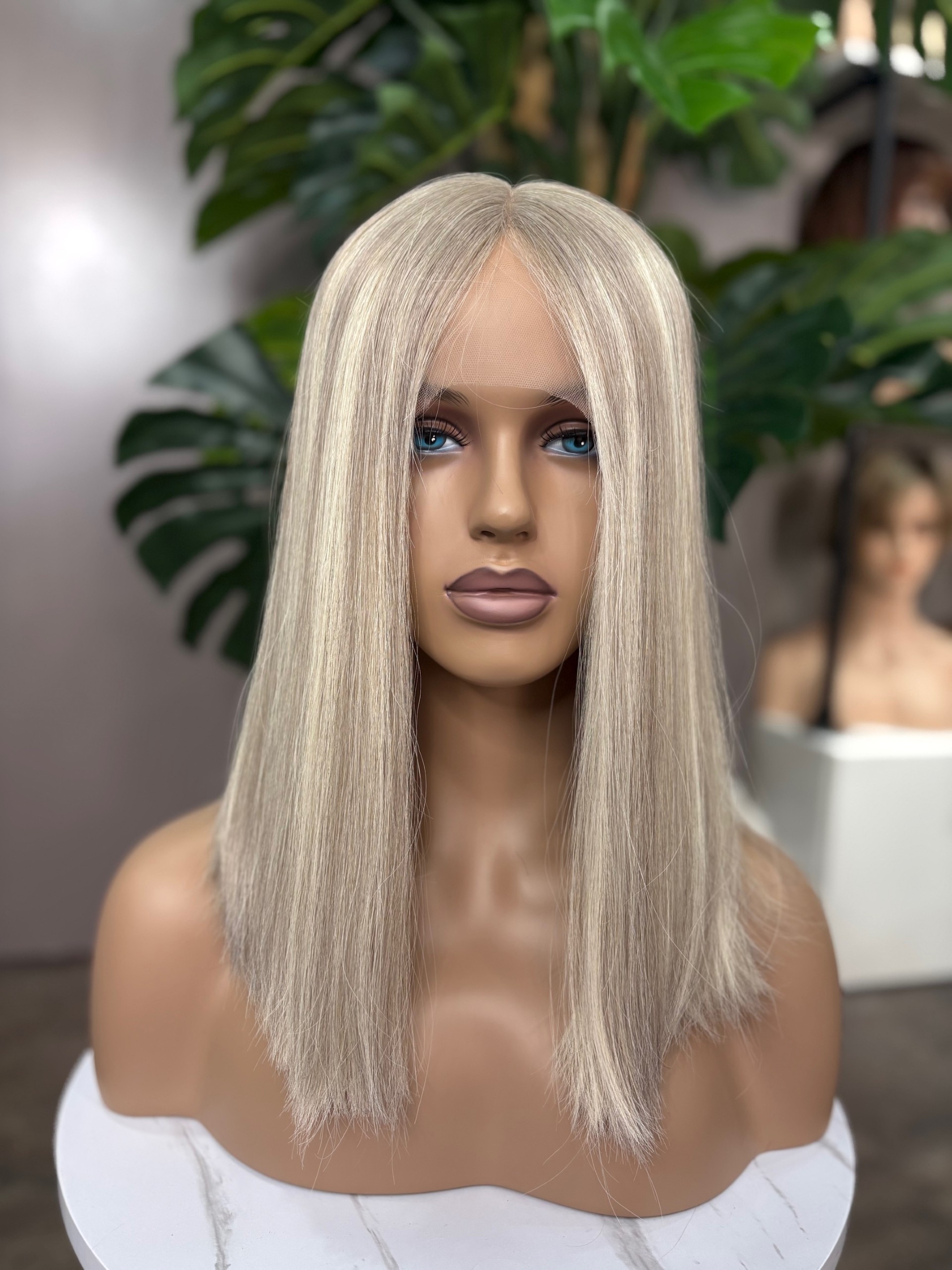 Platinum blonde European lace front human hair wig