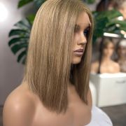 Sandy blonde European human hair wig