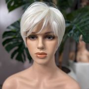 Ivy short layered blonde synthetic wig with monofilament parting and mini lace front
