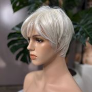 Ivy short layered blonde synthetic wig with monofilament parting and mini lace front